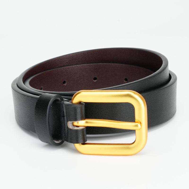 Women's Belt New Double Sided Versatile Dress Decorative Belt Pure Cowhide Smooth Buckle Belt