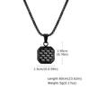 Stainless Steel Square Pendant Necklace Men Long Chain Layered Hip Hop Jewelry Geometric Titanium