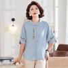 Pastel Women's Embroidered Chinese Style Half-Sleeve Blouse