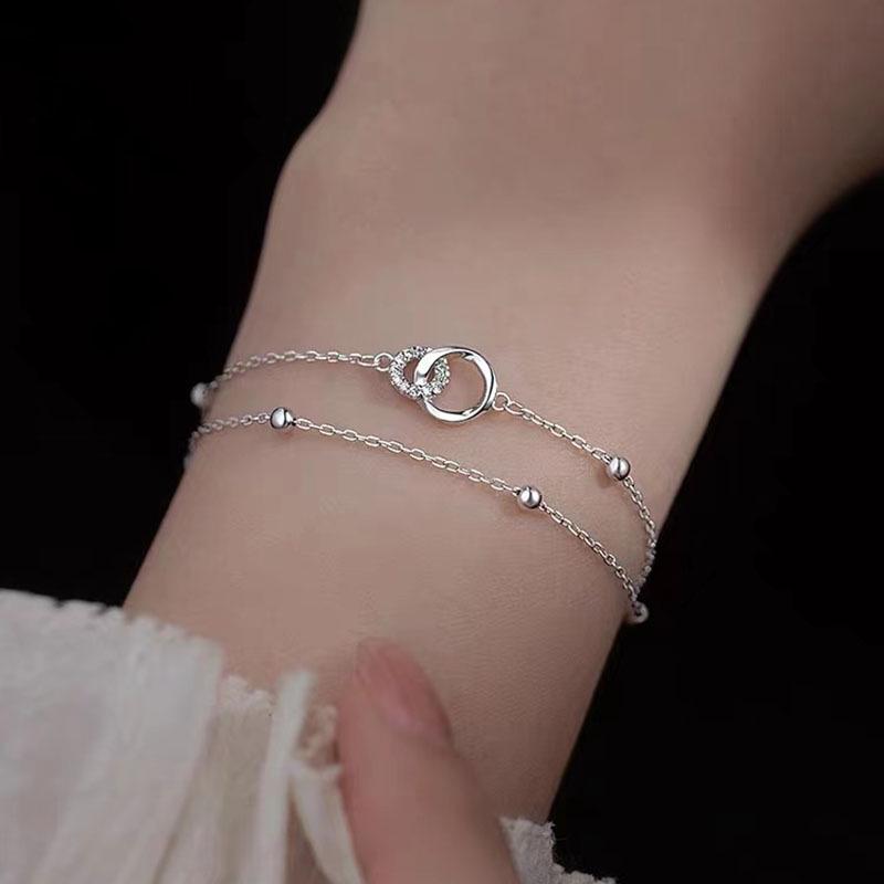 

Браслет из стерлингового серебра 925 пробы «Мебиус» двойной - Женский модный и универсальный переплетающийся дизайн 925 Silver