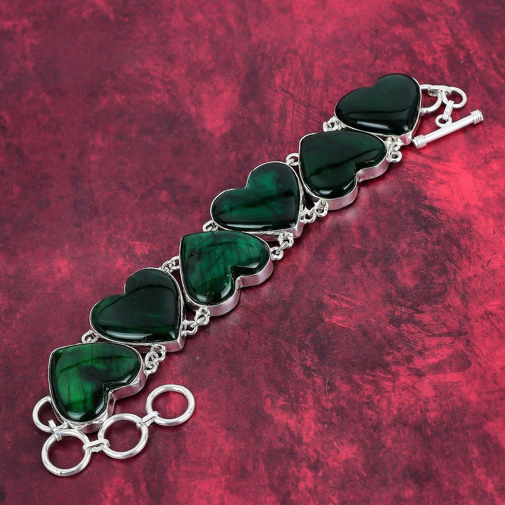 Green Flash Labradorite Bracelet, 925 Solid Sterling Silver Jewelry, Amazing Gemstone Bracelet, Handmade Jewelry, Bracelet Gift For her