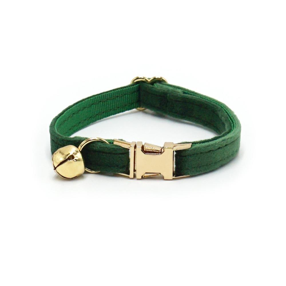 Portable Velvet Cat Collar Cute Adjustable Kitten Collars Necklace Light Gold Buckle with Bell Cat Pet Accessories