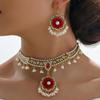 Southeast Asia Indian Ethnic Gemstone Beaded Earrings and Necklace Set