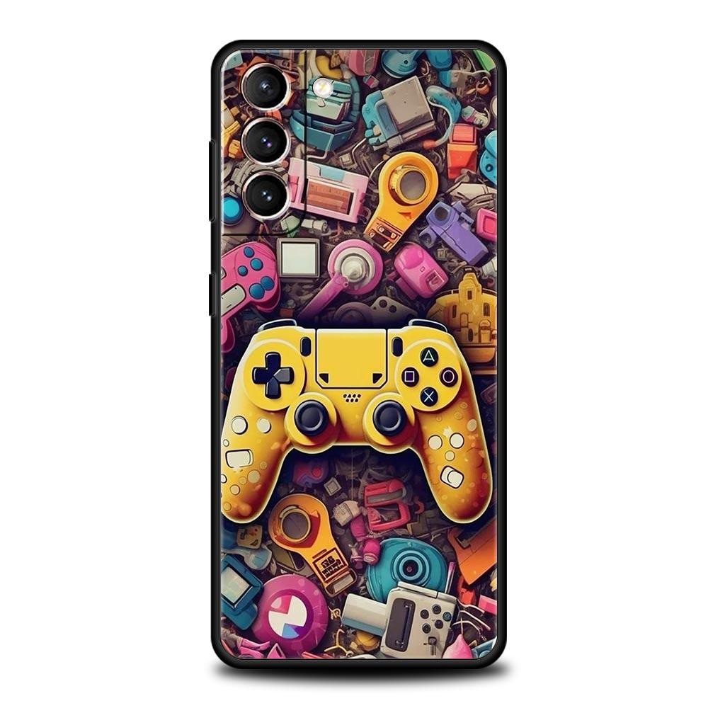 Game Controller Graphic Phone Case For Samsung Galaxy S26 Ultra S25 Plus S24 FE S23 S22 5G S21 S20 Cover Black Soft