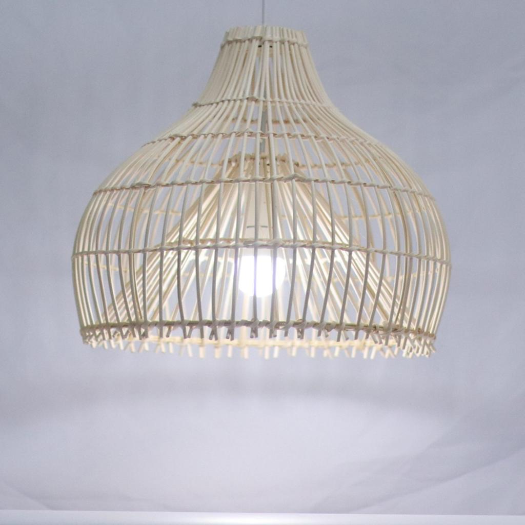 JOYINLED Modern Rattan Chandelier 40CM Hanging Lamp Wicker Pendant Light Hand-Woven Lamp Shade for Bedroom Kitchen Farmhouse