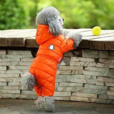 Winter Warme Daunen Hundejacke Haustier Hunde Kostüm Welpen Leichte Vier Beine Hoodie Mantel Kleidung Für Teddybär Große Combinaison Ski