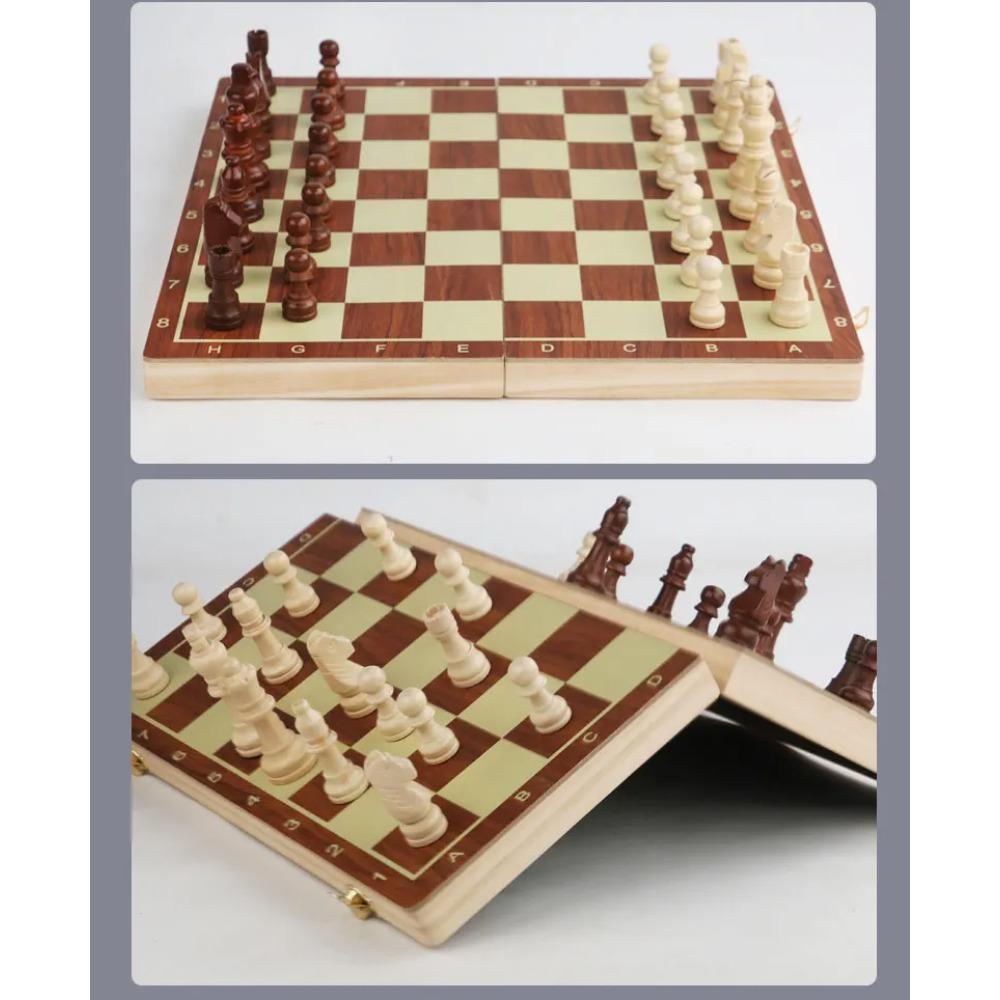 Magnetic Foldable Chess Set High Grade Wooden Chess Game Board Large/Small Size Strategic Thinking Folding Board Game for Party