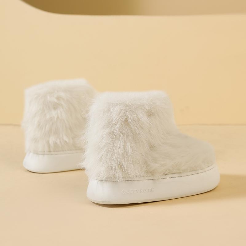 Warm Winter Cotton Shoes Women Warm Fur Home Slippers EVA Non-Slip Plush Slippers Indoor Couple Thick Sole Footwear Slides