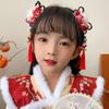 Chinese Style Hanfu Wig Headband Pearl New Year Headwear Flower Tassel Headband  Children