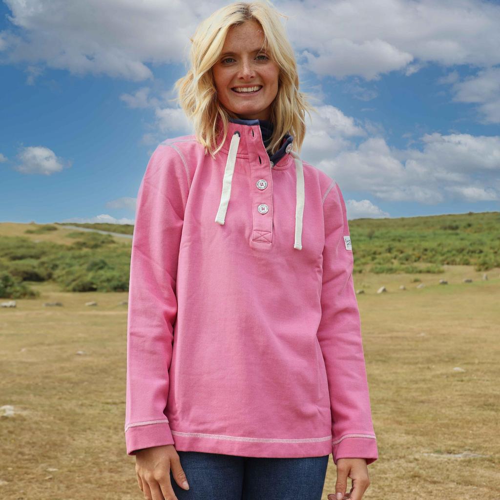 Lazy Jacks Womens/Ladies Pique Button Neck Sweatshirt