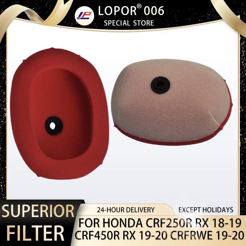 Lopor Dual-Stage Foam Air Filter Off Road Motorcycle for Honda 250 450 CC CRF250R RX CRF450R RWE CRF 2017-2020 17213-MKR-A00
