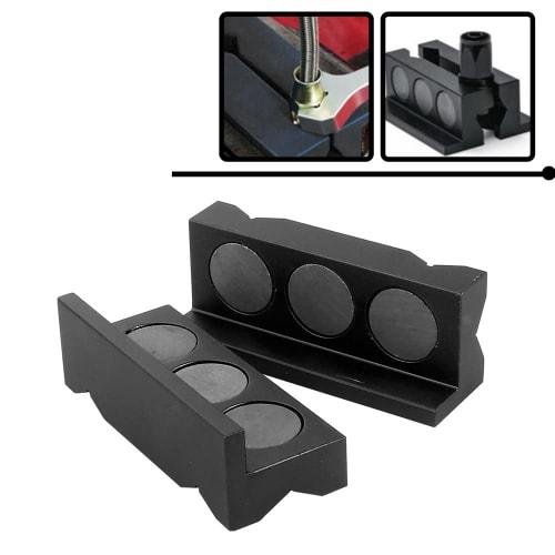 MUTEKI Splitter Vise Jaw Protective Insert, Magnetic Vise Jaw Pad Cover with Aluminum Alloy Line (Black)