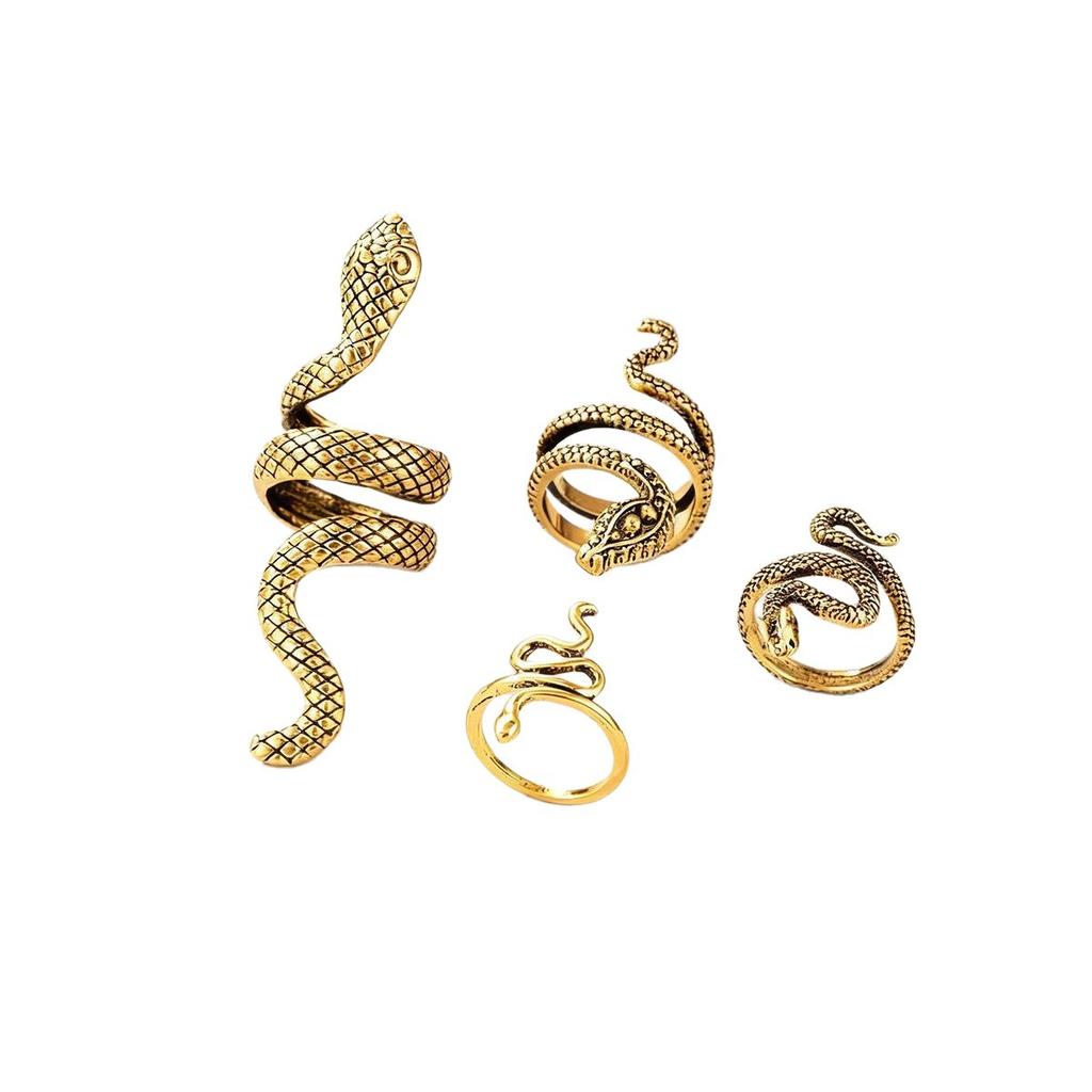 Fashion snake ring set, trend exaggerated personality creative animal ring, metal jewelry