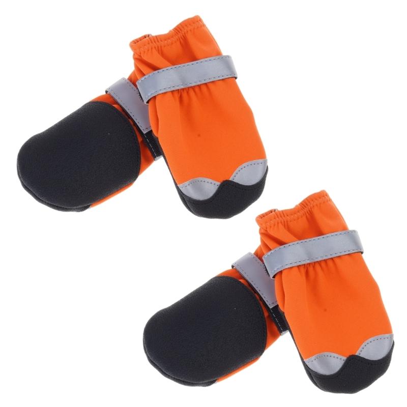 Dogs Booties Waterproof Dogs Shoe with Reflective Striped for Night Walk Nonslip
