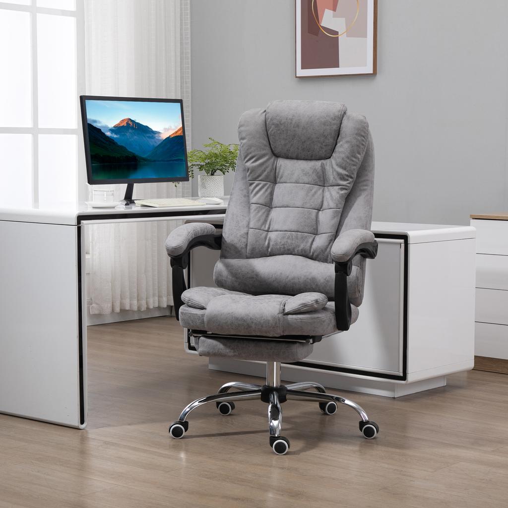 Office Chair with Massage Function, Ergonomic Desk Chair with Reclining & Heating Function, Remote Control, Grey