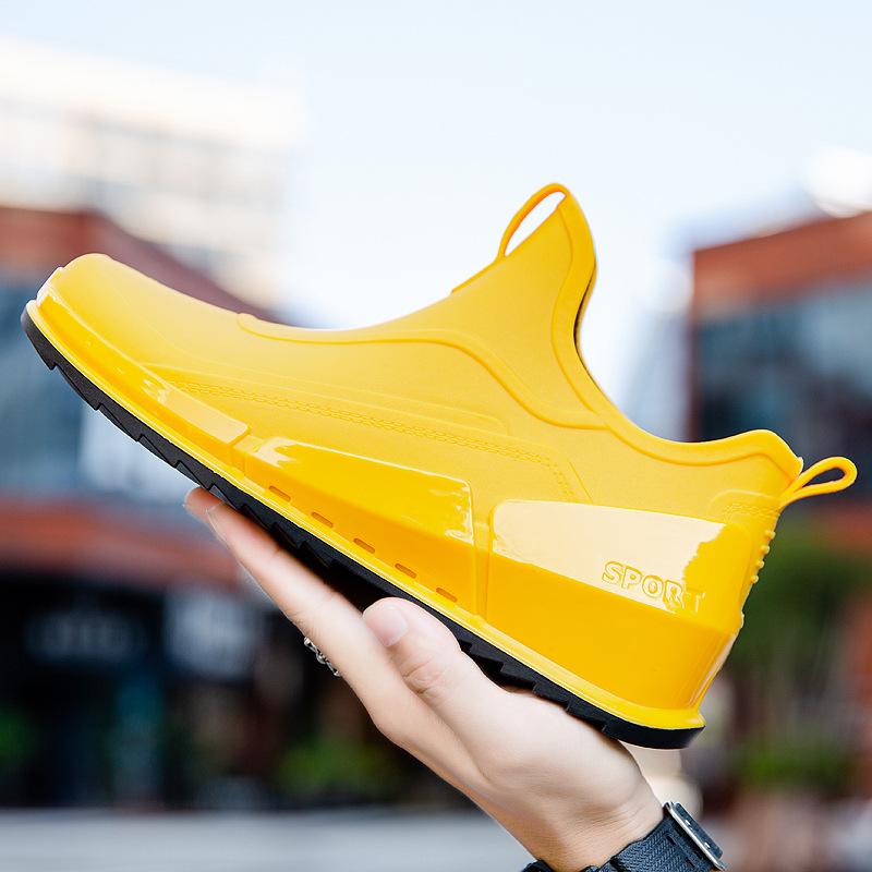 Sports Rain Boots Men's Short Tube Waterproof Shoes Warm Anti-skid Low-cut Rain Boots Kitchen Rubber Shoes Fishing Shoes