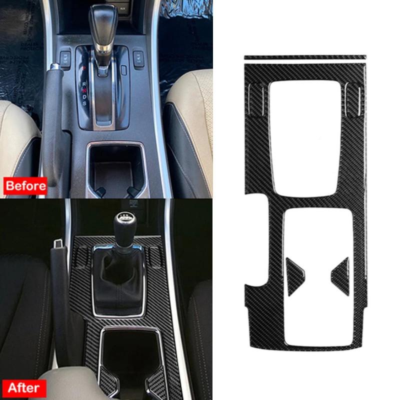 6Pcs LHD Car Interior Center Console Gear Shift Panel Set Cover Trim Carbon Fiber Stickers For Honda Accord 2013-2017