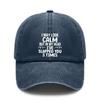 [Washed Baseball Cap] Letter "I MAY LOOK CALM BUT IN MY HEAD I'VE SLAPPED YOU 3 TIMES" Print Adjustable Curved Brim Hat, Unisex Lightweight Casual