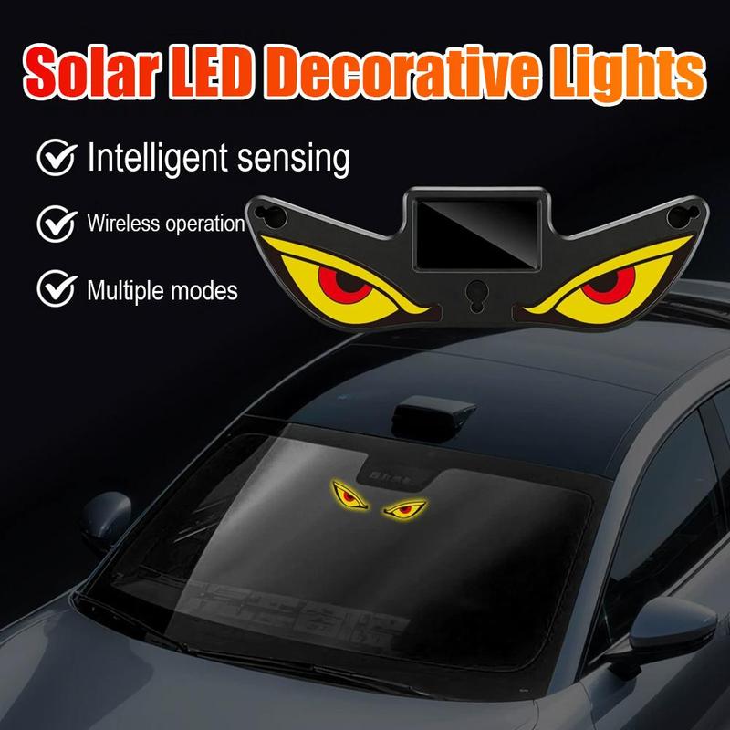 Solar Powered Suction Cup Car Neon Light Wireless Demon Eye LED Ambient Light USB Rechargeable Atmosphere Breathing Lamp Decor
