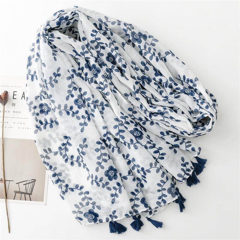 Luxury Brand  Cotton Scarf Women Large Shawls Pashmina Muslim Hijab Foulard Design Print Lady Beach Stole Head Scarves Pareo