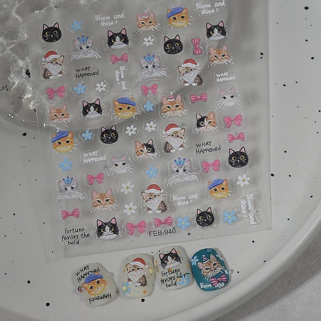 Adorable Kitten Nail Art & Decorative Stickers for Phones, iPads, and Stationery