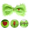 Christmas Green Furry Bow for Tree Large Green Furry Hair Bow with Red Heart Christmas Costume Accessories for Women Girls