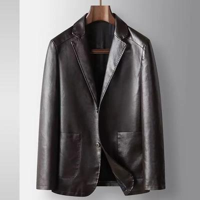 Autumn Winter Men's PU Leather Suit Coat Light Luxury Business Leather Fashion Blazes Outwear