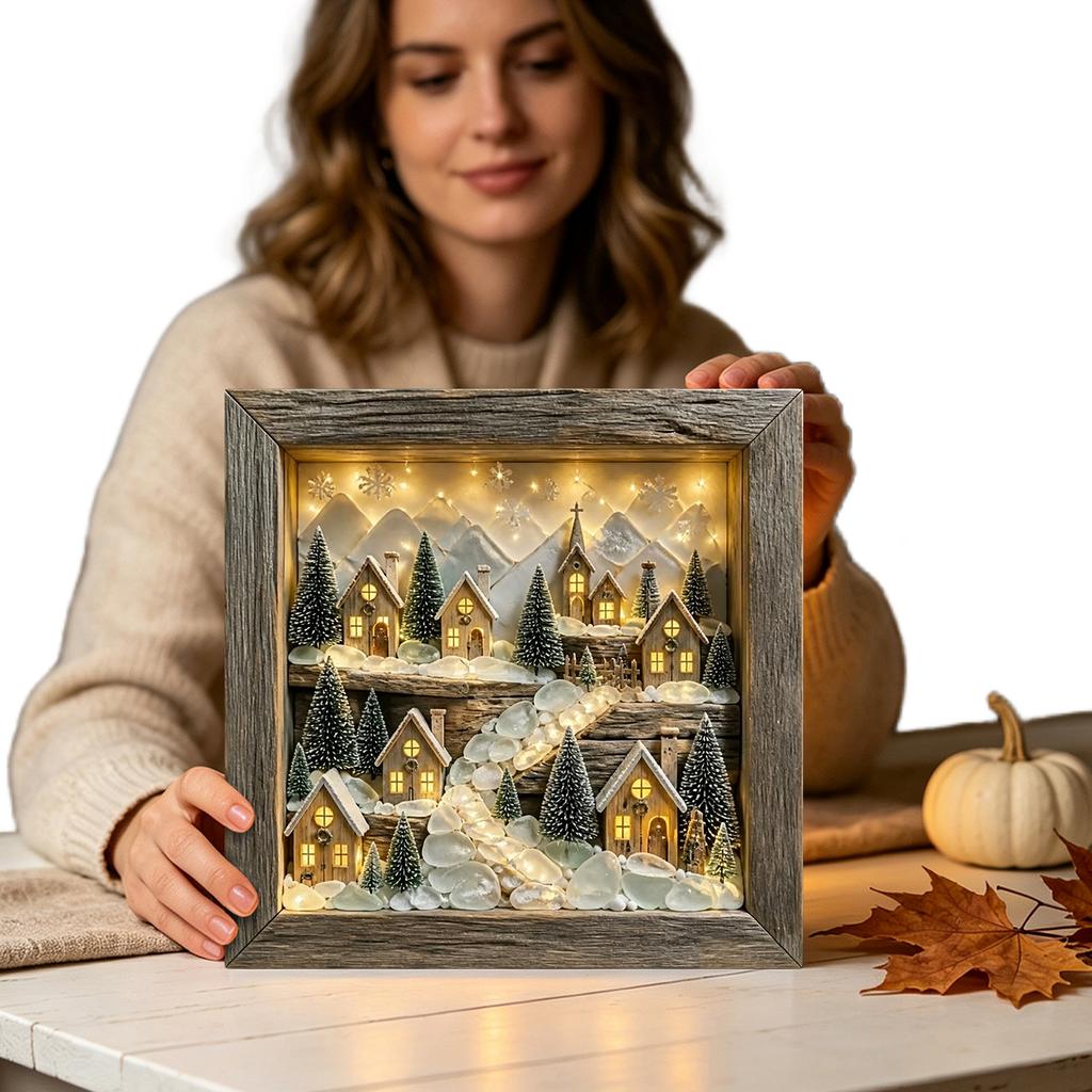 Coastal Lighthouse Sea Glass Night Light DIY Shadow Box Night Light Decorative Theme Ambient Lamp Nautical Tabletop & Wall Decor