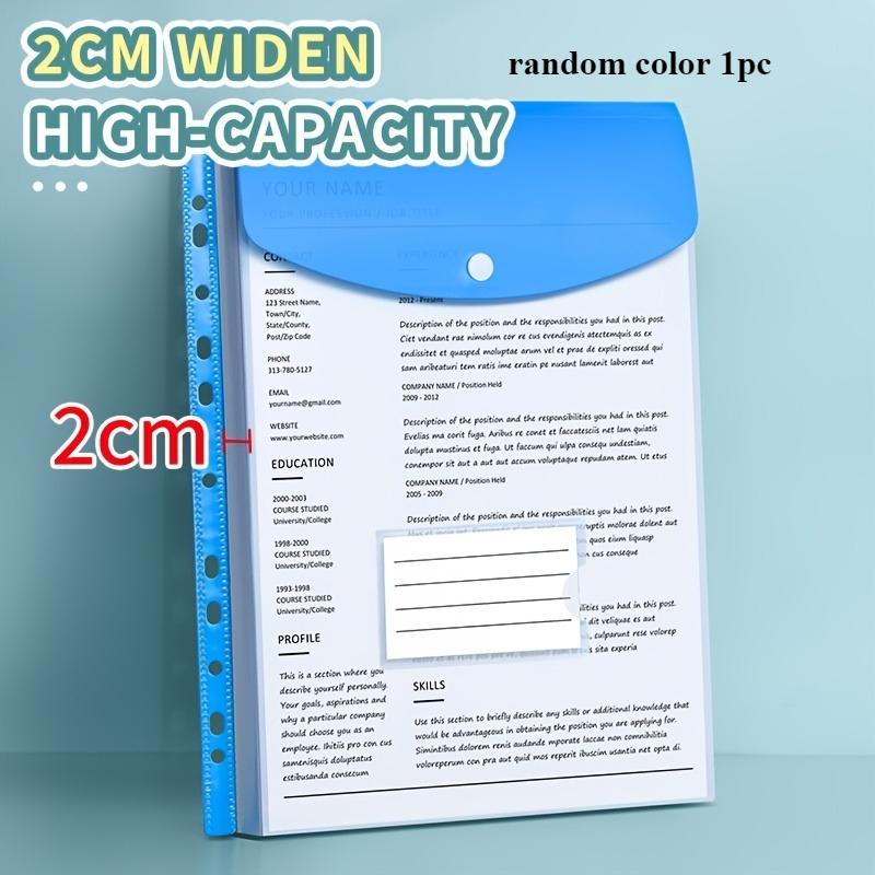 

A4 High-Capacity Loose Leaf File Bags with 11-Hole Binder Rings, Expandable Button and Label Pockets for School, Home, Office