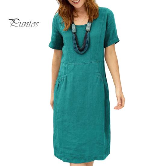 

Летнее женское платье с круглым вырезом, однотонное, до колена, свободное, с короткими рукавами, с боковыми карманами, трапециевидное, мягкое, дышащее, повседневное, для поездок на работу, для свиданий, шоппинга, миди-платья XL зелёный