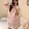 Japanese Doll Collar Polka Dot Pink Girl Pajamas Summer Short-sleeved Shorts Set Can Be Worn Outside Loungewear Two-piece Set