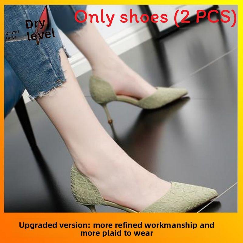 Spring Summer Women High Heels Pu Elegant Pointed Toe Slipon For Daily Wear