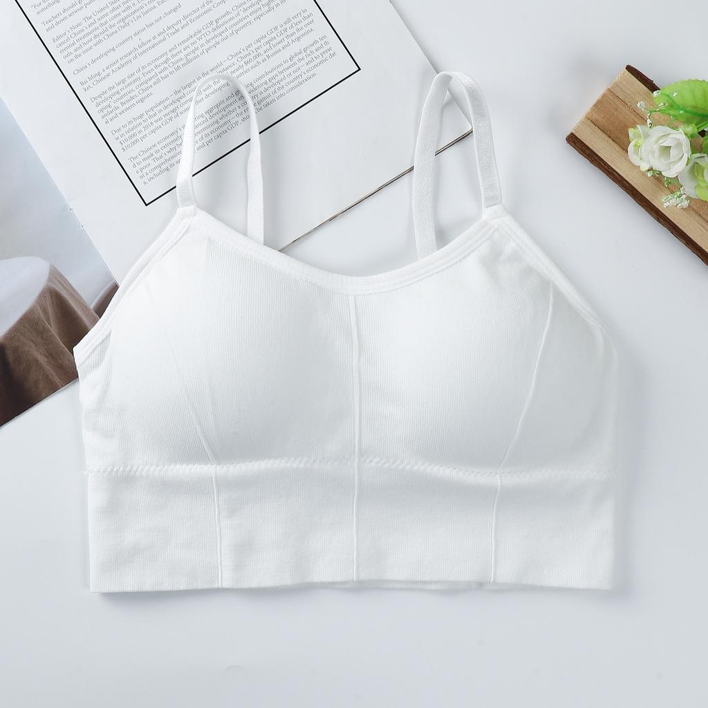 Women's Ribbed V-Neck Cami Top, Seamless U-Back Bralette with Built-in Bra