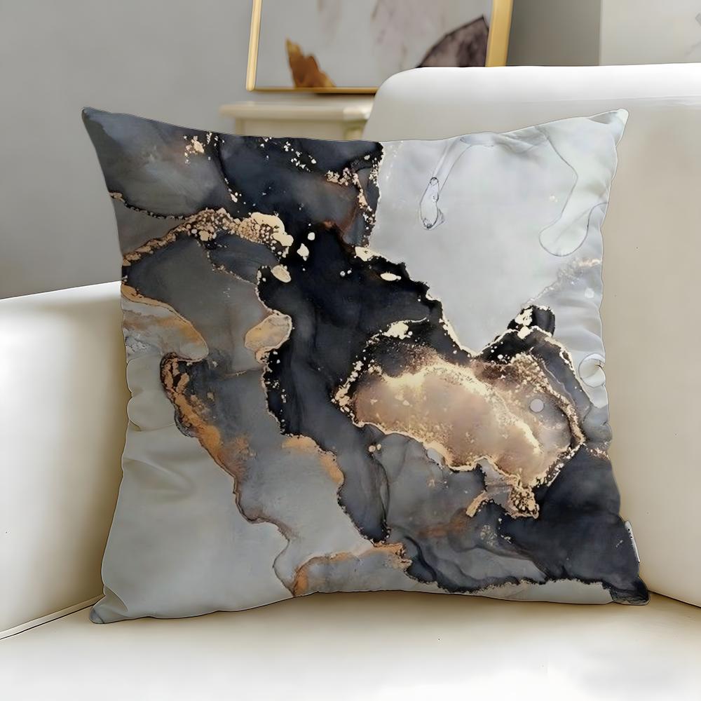 art theme Minimalist Marble Patterned Cushion Cover Soft  EasyWash Pillow Case  Versatile for Couch Bed Travel and Office