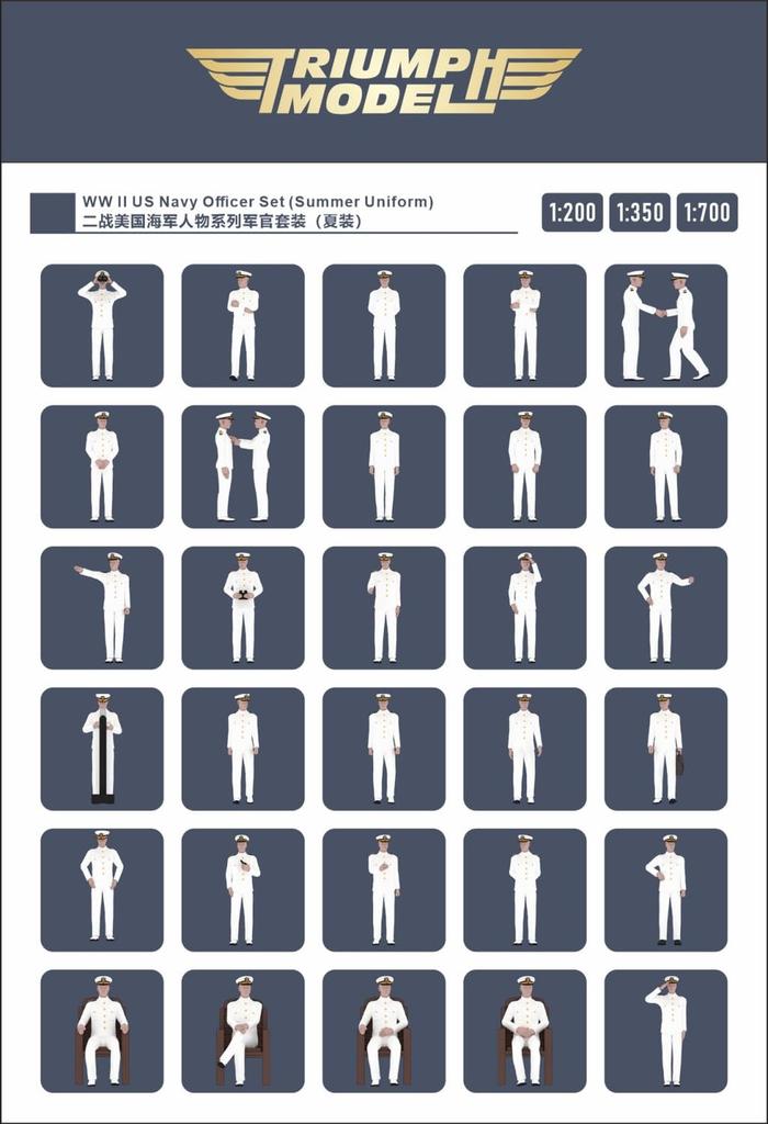 Triumph Model WW2 US Navy Officer Summer Uniform Set of 50 Plastic Model Parts TRFP35008 1/350 (Ship)