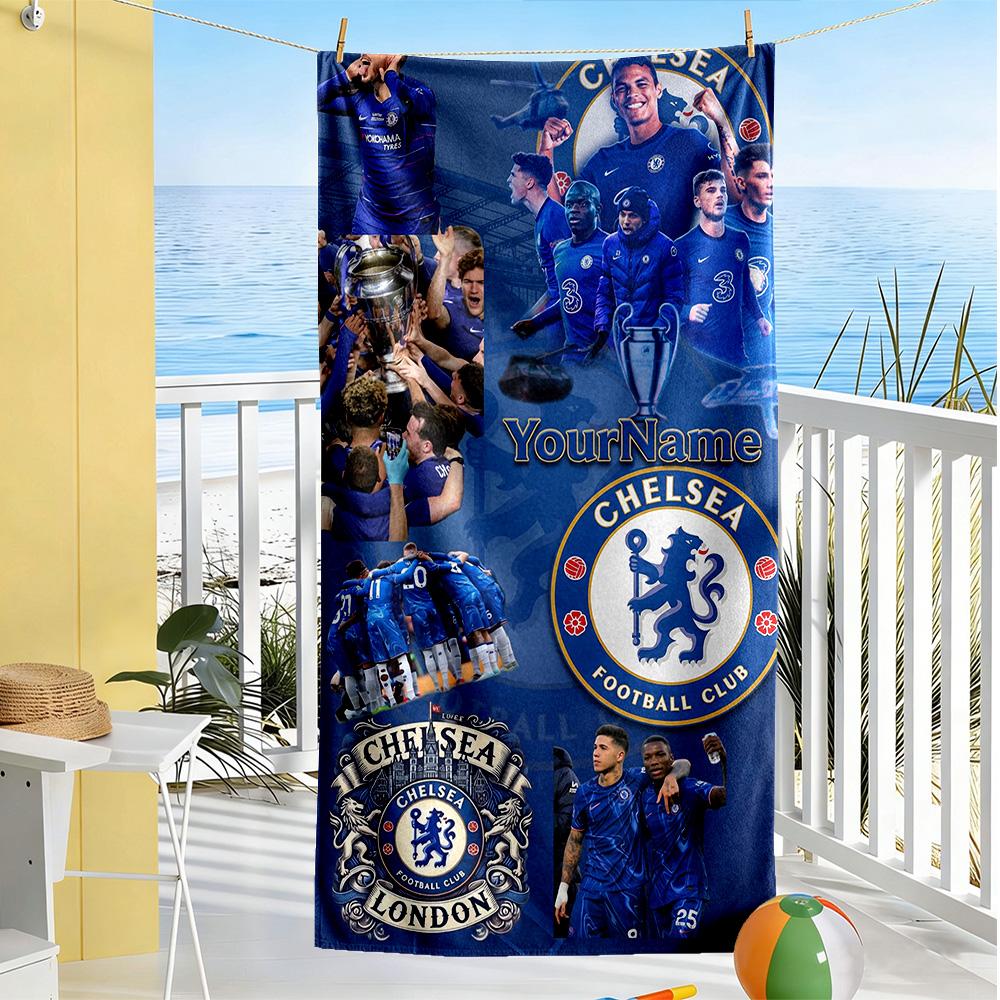 Chelsea Fc Customize Text Beach Towel Soft Durable Quickdry Suitable For Sports Travel Swimming Yoga Bathroom Beach And Pool