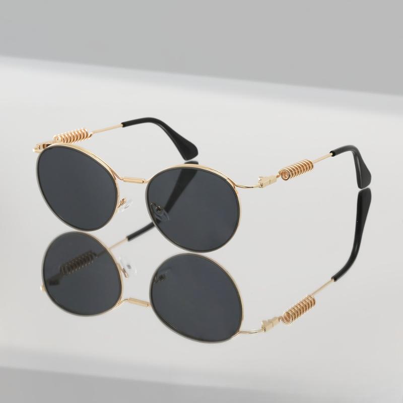 Occhiali da Sole Steampunk Rotondi Vintage Unisex alla Moda Hip-Hop Fotografia Ombretti Occhiali da Sole per Pesca e Viaggio all'Aperto UV400