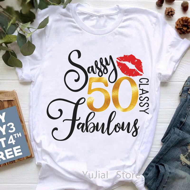 Europe and The United States Womens 50th Birthday Blouse Half Sleeve A Generation of Hair Tshirt Crewneck Tshirt Women Tops