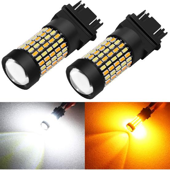 PHINLION Super Bright White Amber Dual Color Switchback 3157 3155 3057 3457 4157 LED Bulbs with Projector for Car Front Turn Signal Parking Lights,