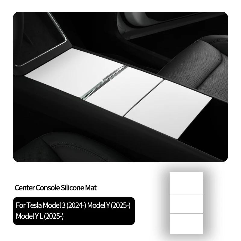 For Tesla Model Y Juniper / Model 3 Highland Car Center Console Silicone Armrest Box Pad Cover Auto Interior Tuning Accessories