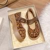 Velvet Mary Jane Shoes Women's Autumn 2025 New Retro Korean Version Inner Height Increase Soft Sole Shallow Mouth Leopard Print Single Shoes