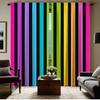 Set aus 2 regenbogenfarbenen gestreiften Vorhängen Rosa Schwarz Lila Blau Grün Gelb Gold Halbtransparent Wohnzimmer Schlafzimmer Dekoration Hergestellt Polyester Sitzfenster