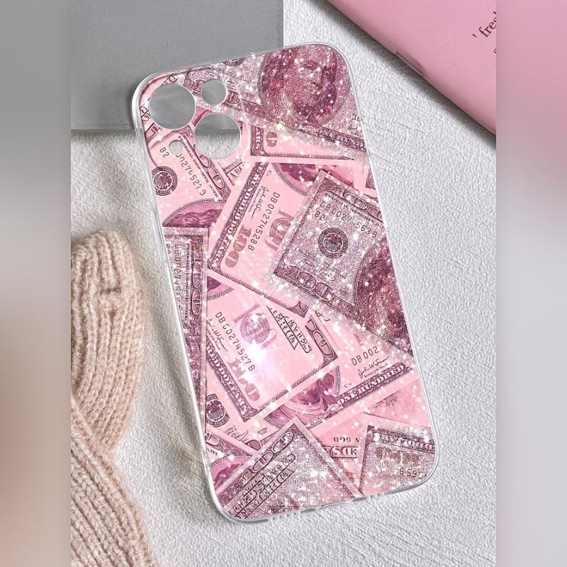 Una custodia trasparente rosa a forma di dollaro, adatta per telefoni serie iPhone 17, 16, 15, Plus, Pro, Max - può essere utilizzata come gif