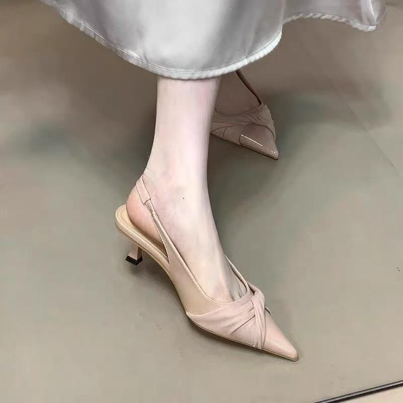 Fashion Summer New Pointed Toe Women Sandals Fashion Singbacks Mules Shoes Ladies Elegant Low Heels Stripper Party Sandals Zapatos Mujer