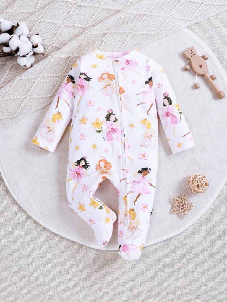 Newborn Long Sleeve Bodysuit with Double Zipper for Easy Change - Autumn/Winter Belly Protection, Prevents Chills