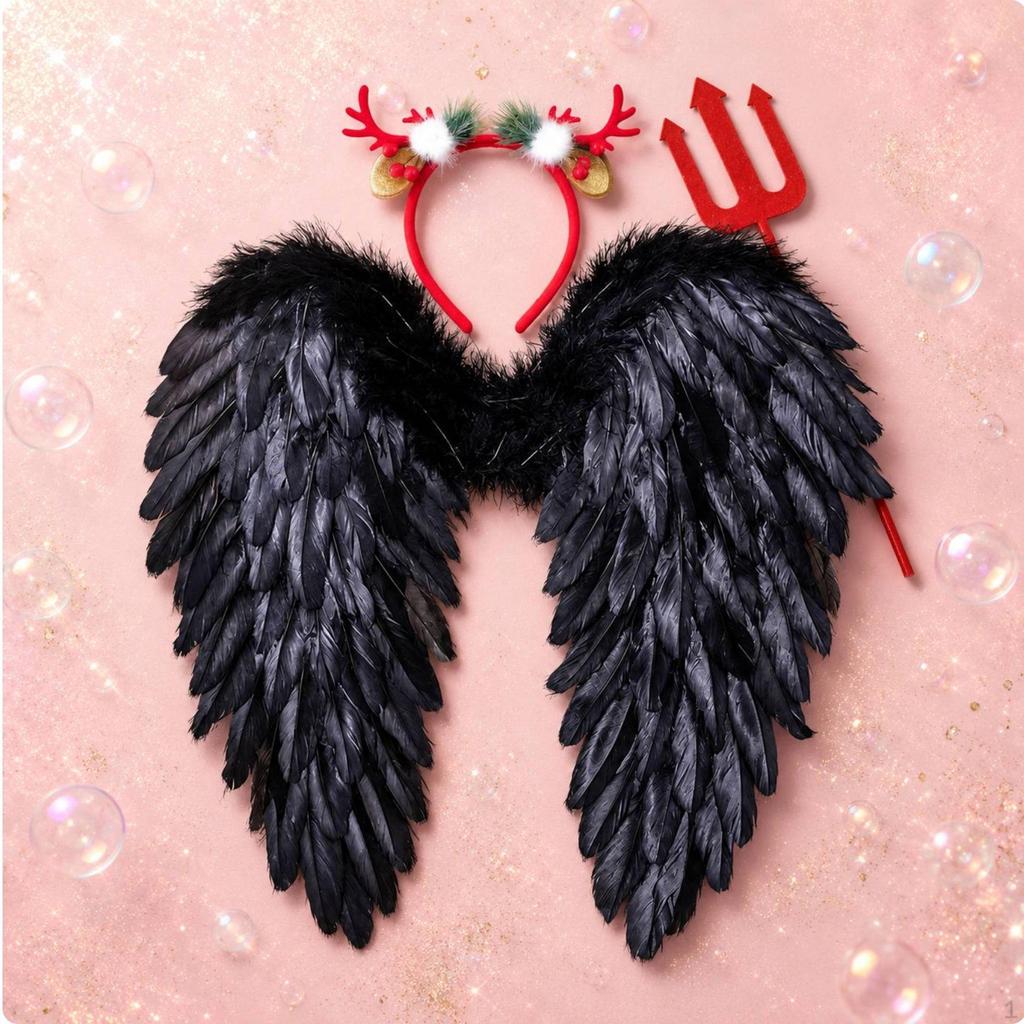Angel Wing Costume Set Layered Feathers Feather Props Soft Backing for Performance