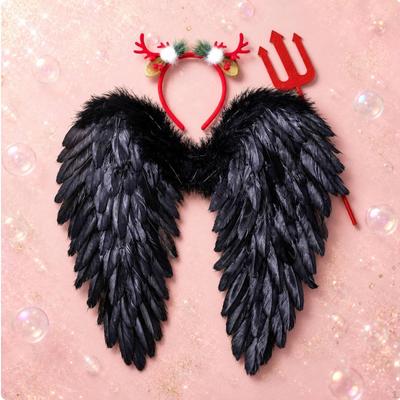 Angel Wing Costume Set Layered Feathers Feather Props Soft Backing for Performance