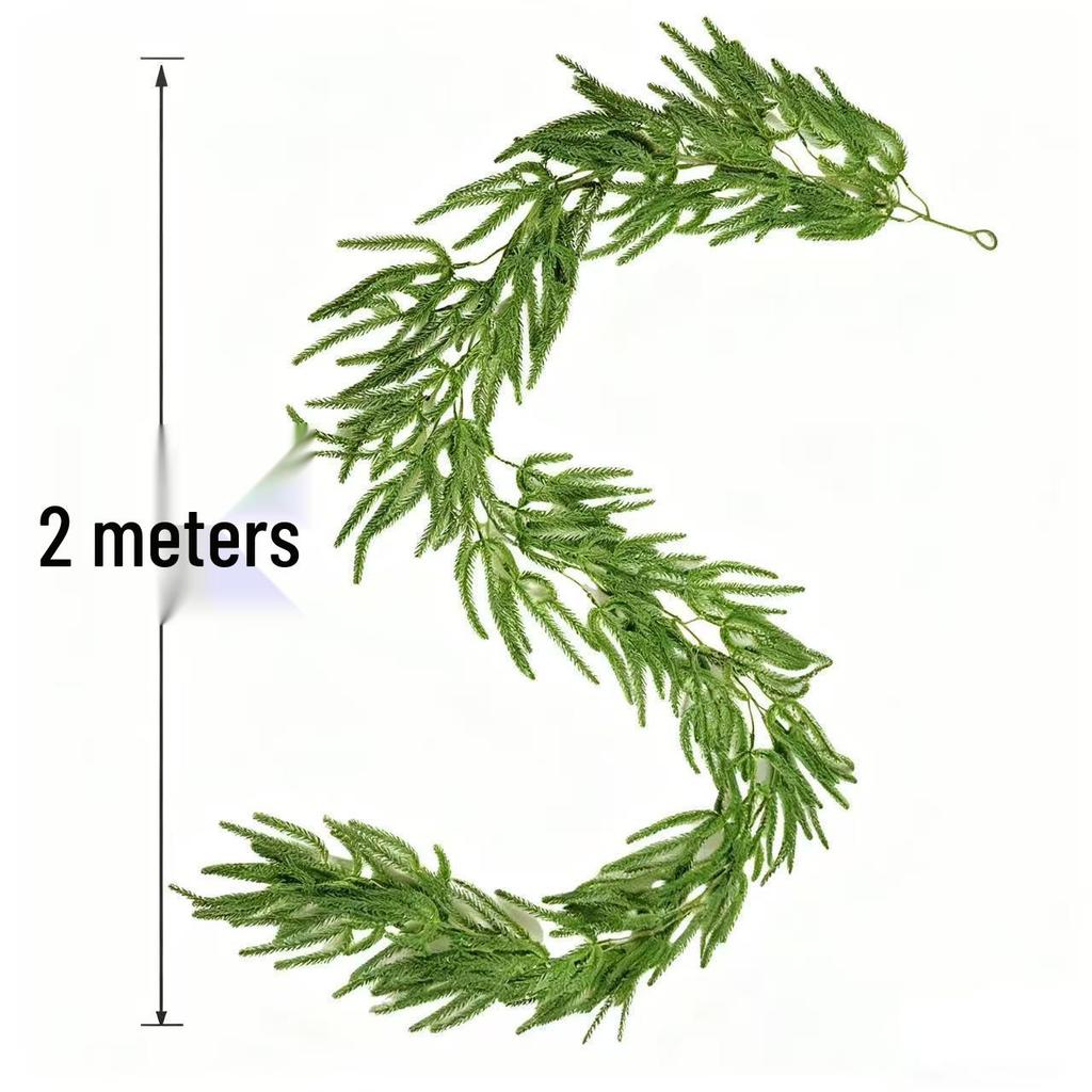 72-Mesh 2m Artificial Norfolk Pine Christmas Garland Simulation Greenery with Realistic Feel