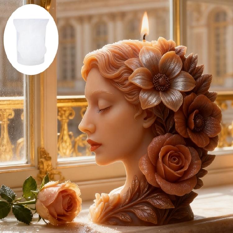Flower Girl Silicone Candle Mold Easy Demolding Heat Resistant for Epoxy Resin Making Candle Soap Holiday Present