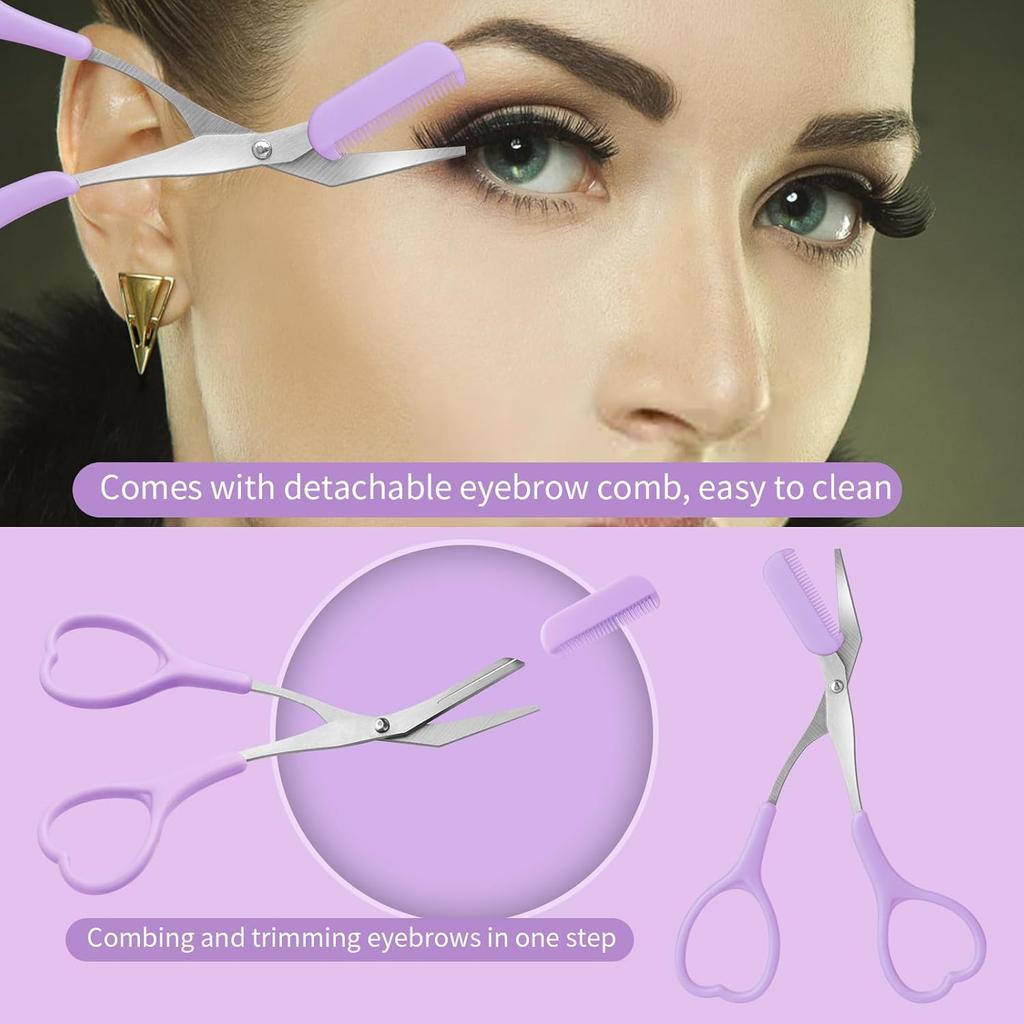 Eyebrow Scissors with Eyebrow Razor,Eyebrow Trimmer with Comb,Non Slip Finger Grips Trimmer Eyebrow Scissors, Hair Removal Beauty Accessories for Men